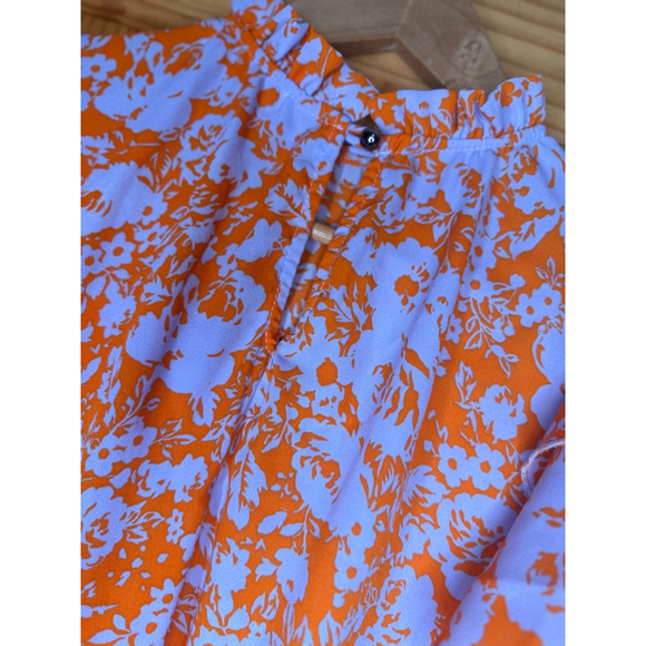 Haptics by Holly Harper Floral Ruffle Sleeve Dress Medium Orange Lavender - Picture 8 of 10